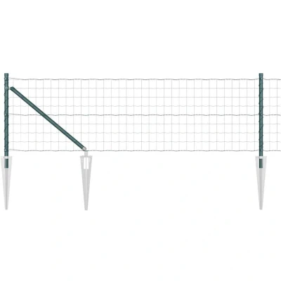 Image of vidaXL Euro Fence with 7 Spike Posts 0.4x10 m Galvanised Steel Green