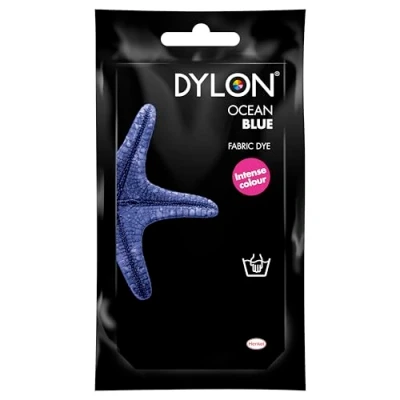 Image of DYLON Hand Dye, Fabric Dye Sachet for Clothes, Soft Furnishings and Projects, 50 g Ocean Blue