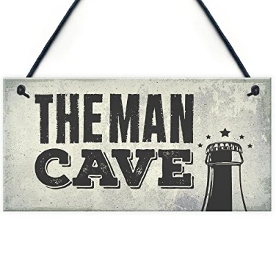 Image of RED OCEAN Man Cave Vintage Hanging Plaque Sign Fathers Day Alcohol Gift Bar Shed Games Room Boys Bedroom
