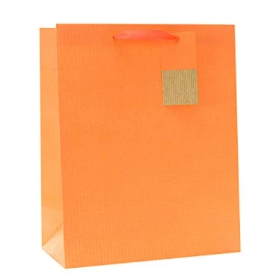 Image of Birthday Gift Bag Orange Congratulations Celebration Large