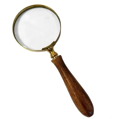 Image of Thorness Elegant Regency Style Wooden Handle Magnifying Glass for Reading, Handheld Magnifier