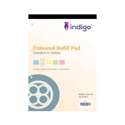 Image of indigo® Dyslexia Pad A4 Coloured 8mm Lined &amp; Margin 100 Pages Tinted Refill (Cream, Pack of 2)