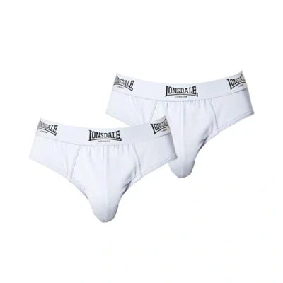 Image of Lonsdale Mens 2Pk Brief Underwear Briefs Elasticated Waist White L