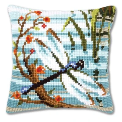 Image of Vervaco Dragonfly Cross Stitch Cushion, Multi Colour