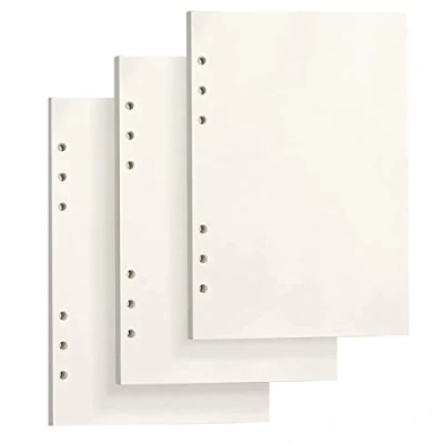 Image of PALUDO 3 Pack A5 Blank Refills Paper, 135 Sheets/270 Pages Insert Thick Refillable 6 Hole Loose Leaf Punched Paper Refill Pad for Planner