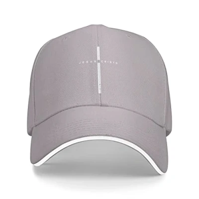 Image of Jesus Christ Cross Baseball Cap Men Women Adjustable Trucker Hat Dad Gray