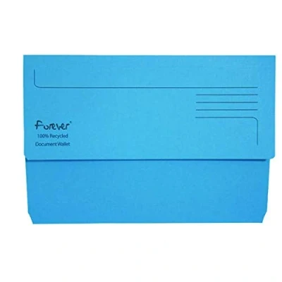 Image of Exacompta Forever Document Wallet Manilla Foolscap Bright Blue (Pack of 25) 211/5001+FINCHLEY Pen Free