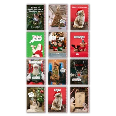 Image of Brainbox Candy Rude Pack of 12 Christmas Cards Cheeky Festive Seasonal Humour Xmas Value Multipack For Him Her Men Women Friends Mates