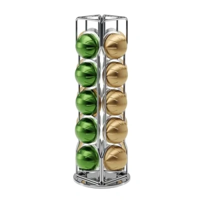 Image of SEVENLINE 20 Vertuo Pods Coffee Pod Holder Compatible For Nespresso Vertuoline Stand Rack Holds line Organizer Carousel 360 Degree Rotatable (Silvery)
