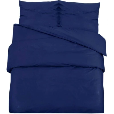Image of vidaXL Duvet Cover Set Navy Blue 225x220 cm Cotton