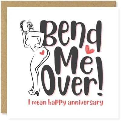 Image of Beau Willows Bend Me Over! Happy Anniversary Card for Boyfriend Husband Fiancé Funny Rude Him Wedding