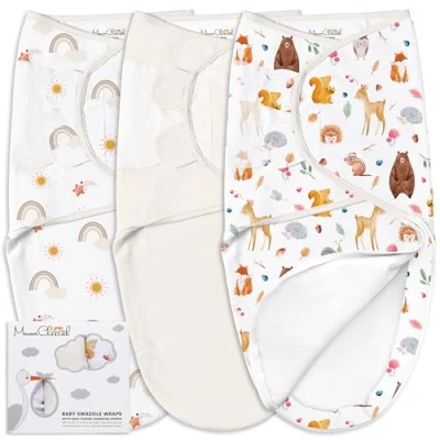 Image of Mama Cheetah Baby Swaddle Sack, Organic Blanket, Newborn Sleep Sacks, Adjustable Infant Wrap, Easy Swaddles for Boy Girl 0 3 Month