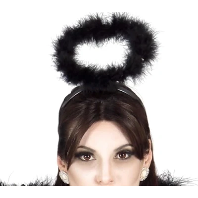 Image of FIESTAS GUIRCA Feather Angel Headband (One Size) Fancy Dress Accessory for Christmas, Halloween, Carnival and Hen Parties Ideal Adults Black