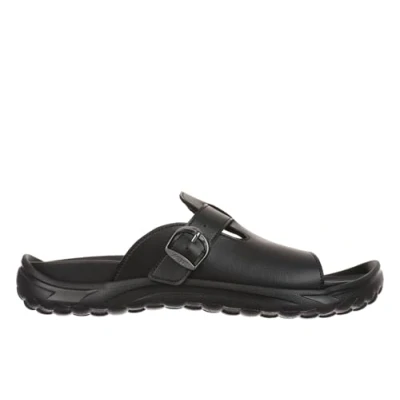 Image of MBT AKITA Men&#039;s Leather Sandals. Lightweight and Comfortable Spring Summer Footwear Physiological for Comfort Stability. Recovery Sandals Dressing in Modern Style. Color Black