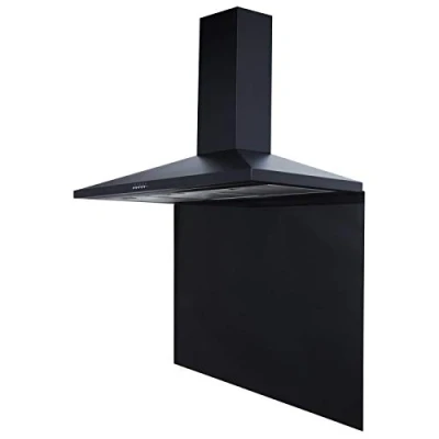 Image of SIA 100cm Black Chimney Kitchen Cooker Hood Extractor Fan And Glass Splashback