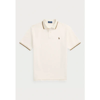 Image of Polo Ralph Lauren Custom SLIM FIT MESH Shirt shirt, Men&#039;s, Size: Large, Pale cream
