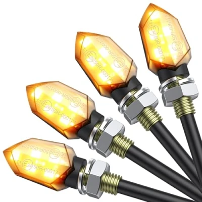Image of Justech 4PCs Micro LED Turn Signal Lights Motorbike Indicator Universal Waterproof 3528 Lamp Beads Compatible wtih Motorcycle Harley Kawasaki Yamaha Off Road