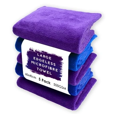 Image of CA Detailing Premium Edgeless Microfibre Car Drying Towels Large, 5 Pack Super Thick Absorbent Cleaning Cloths, 500GSM 60x40cm Perfect Towel for Household, Detailing,Drying, Washing