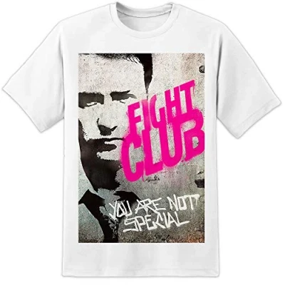 Image of Not Special Fight Club Movie T Shirt (S 3XL) Brad Pitt Edward Norton Tyler Durden (Small) White