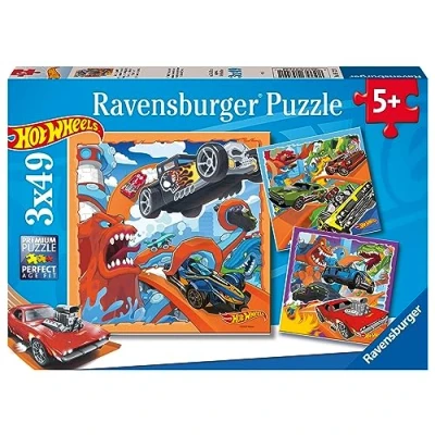 Image of Ravensburger Hot Wheels Toys 3x 49 Piece Jigsaw Puzzles for Kids Age 5 Years Up