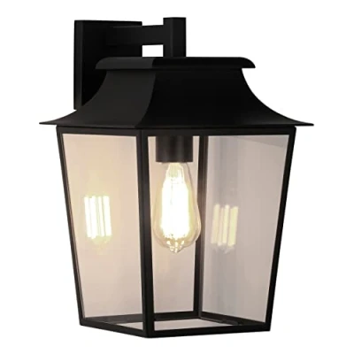 Image of Richmond Outdoor Large Wall Lantern Textured Black, E27