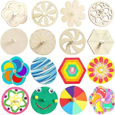 Image of Liuer Wooden Spinning Top,24PCS Party Bag Fillers Wood Toy Creative Handmade Smooth Surface Fun Gift For Fillers(8 * 3.5 cm)