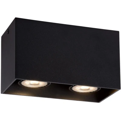 Image of Lucide Bodi downlight, angular, black, GU10, 2 bulb, aluminium