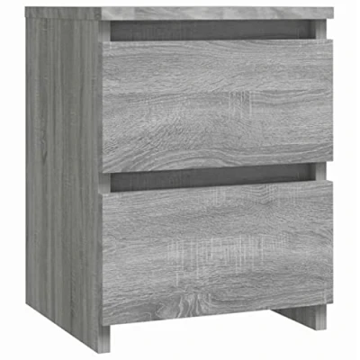 Image of vidaXL Bedside Cabinet in Grey Sonoma Elegant Engineered Wood Nightstand with 2 Drawers