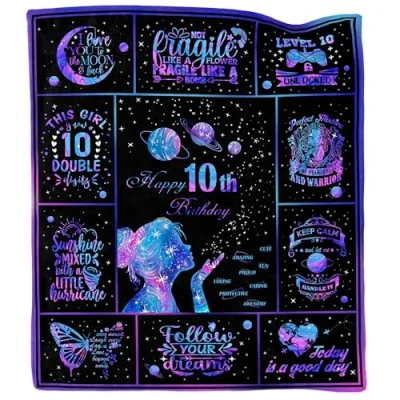 Image of Dulkjio 10 Year Old Girl Birthday Gifts Blanket, for Girl, Ideas, Girls, 10th Girls Throw Blanket 60&quot;X50&quot;