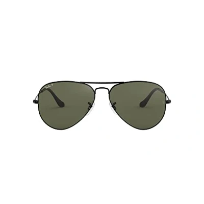 Image of Ray Ban Unisex Aviator Sunglasses, Black, 58 mm UK