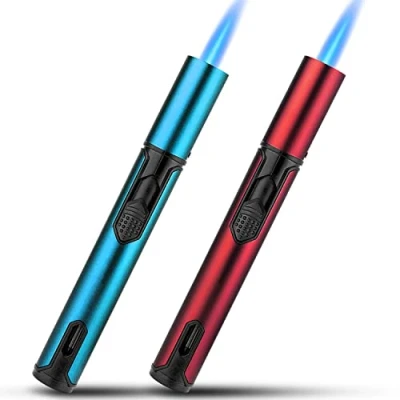 Image of Bbsisgo 2 Pack Jet Lighter, 6.0 inch Adjustable Flame Gas Refillable Windproof Long Stick Butane Torch Lighter. (Sold without Gas) (Blue and Red)
