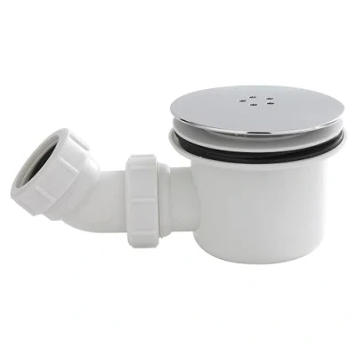 Image of Resin Shower Tray Mega Flow Waste White with Chrome Top
