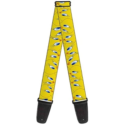 Image of Buckle Down Guitar Strap Tweety Bird Expressions Yellow 2&quot; Wide 29 54&quot; Length
