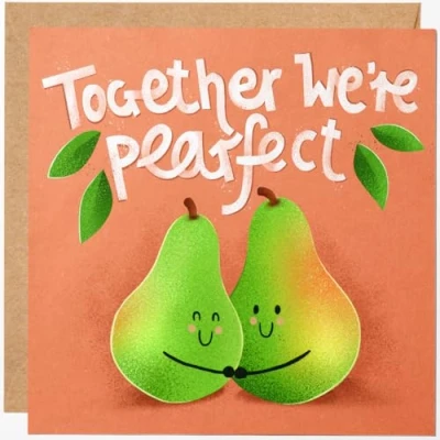 Image of Funny Valentine Card for Husband, Wife, Boyfriend, or Girlfriend Cute Birthday with Lovely Pears, Ideal Celebrating Your 4th Fruitful Anniversary Day