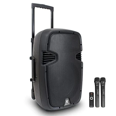 Image of VONYX Portable PA Speaker System 12 inch with Bluetooth and Microphones 500W Battery Powered DJ Disco