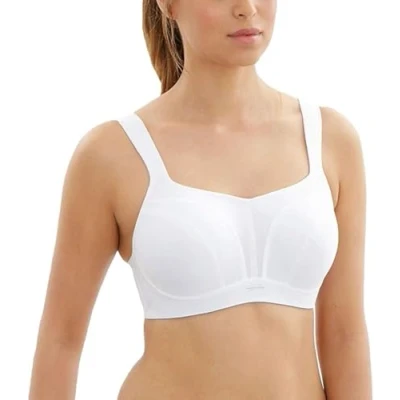 Image of panache Women&#039;s Full Cup Plain Sports Bra, White, Size: 28DD