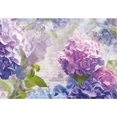 Image of Komar 8 705 368 x 254 cm Otaksa Hydrangea Flower Floral Wallpaper Mural Purple (Pack of 8)