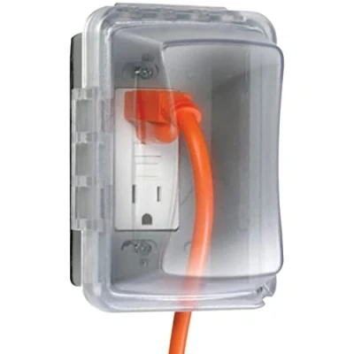 Image of TayMac MM510C Single Gang Horizontal/Vertical Weatherproof Receptacle Cover, 3.75 Inches Deep, Clear