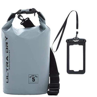Image of Premium Waterproof Bag, Sack with phone dry bag and long adjustable Shoulder Strap Included, Perfect for Kayaking/Boating/Canoeing/Fishing/Rafting/Swimming/Camping/Snowboarding (gray, 5 L)