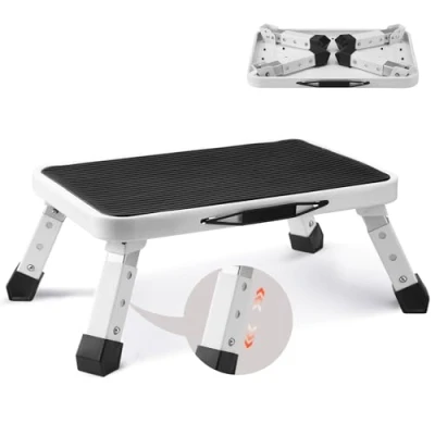 Image of VEVOR Step Stool 1 150KG Capacity, Folding Steel Ladder 3 Adjustable Height, Portable Toddler Stools for Adults, Non Slip Sturdy Ladders Office, RVs, Pets, Bathrooms,Bedrooms