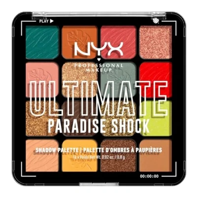 Image of NYX Professional Makeup Ultimate Shadow Palette, 16 Vibrant True To Pan Eyeshadow Shades, Metallics, Shimmers, Colours and Nudes in Pressed Pigments, Vegan, Paradise Shock, 0.8 g