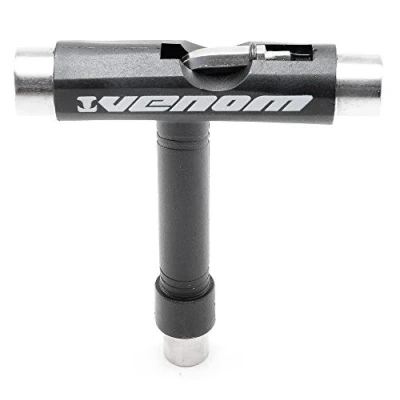 Image of Venom Skateboards Skateboard Longboard tool All In One multi functional Portable Pocket Socket T skate boards Accessory inc Allen Key &amp; Phillips Head Wrench Screwdriver Black