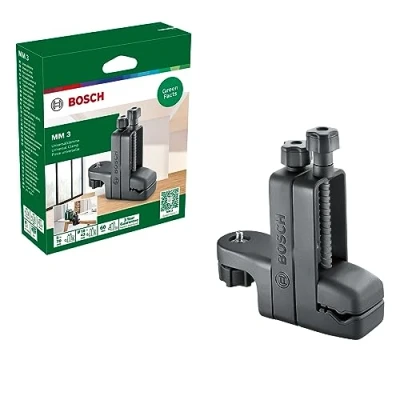 Image of Bosch Universal clamp mm 3 (with Clamping Range of 70 and Height Adjustment up to 60 for Fast Flexible Positioning Cross line Lasers, in Cardboard Box)