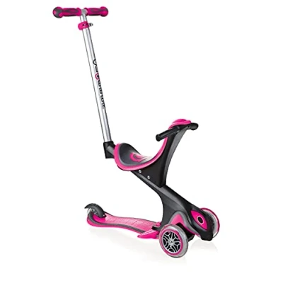 Image of Globber Evo Comfort Kids Scooter Seated Ride On Deep Pink