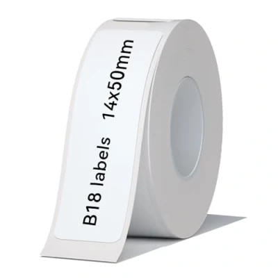 Image of NIIMBOT B18 Label Maker Tape, Waterproof and High Temperature Resistance Paper Replacement, White Stickers 0.55&quot;x1.97&quot;(14x50mm) for Home Office Organization Barcode, 125 Per Roll