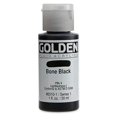 Image of Pro Art Bone Black Golden Fluid Acrylic, Multicolour, 2.84x2.84x7.62 cm