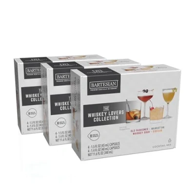 Image of Bartesian 24 Pack Whiskey Lovers Mixer Capsules for Cocktail Machine Home Bar Mixology Cocktails Mix Pod Capsule Set To Use With the Drink Maker