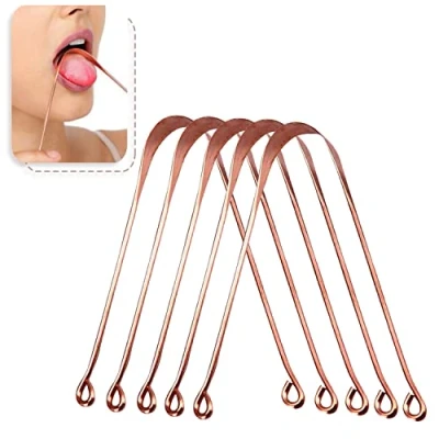 Image of Velvet London Copper Tongue Scraper Dental Care Hygiene Oral Ayurvedic Mouth Cleaner Fresh Breath Restored U Shape (5)