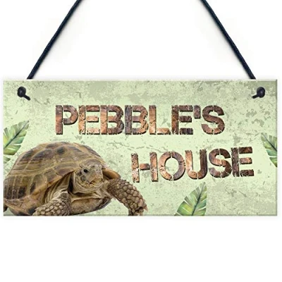 Image of RED OCEAN Personalised Pet Turtle Tortoise House Hanging Sign Home Plaque Gifts