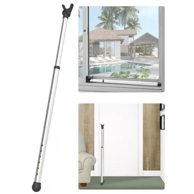 Image of Greatim Carpet Floor Security Bar, Adjustable Door Bar Brace Home Anti Theft Patio for Doors Windows Non Slip Locking Pole